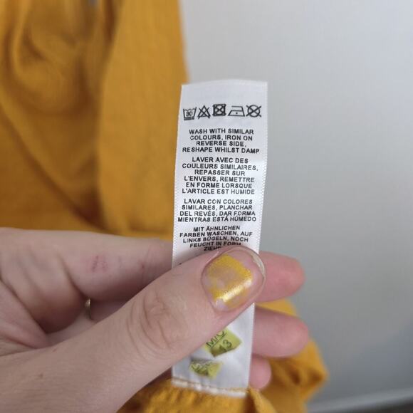 ASOS Yellow Off Shoulder Babydoll Bow Tie Casual Cute Mini Sundress Size 6 - Picture 7 of 9